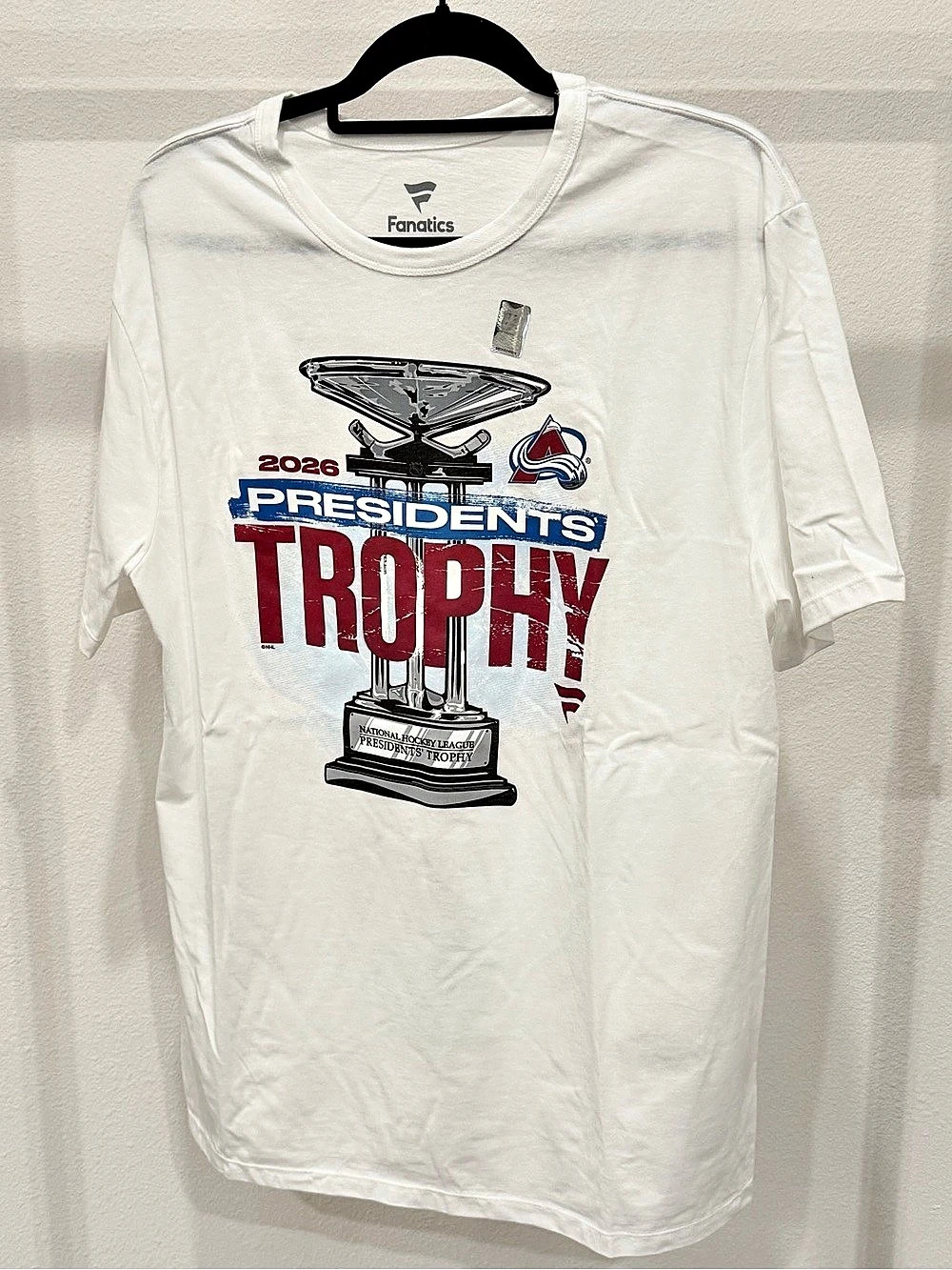 Fanatics 2026 Presidents' Trophy NHL T-Shirt White & Red Large